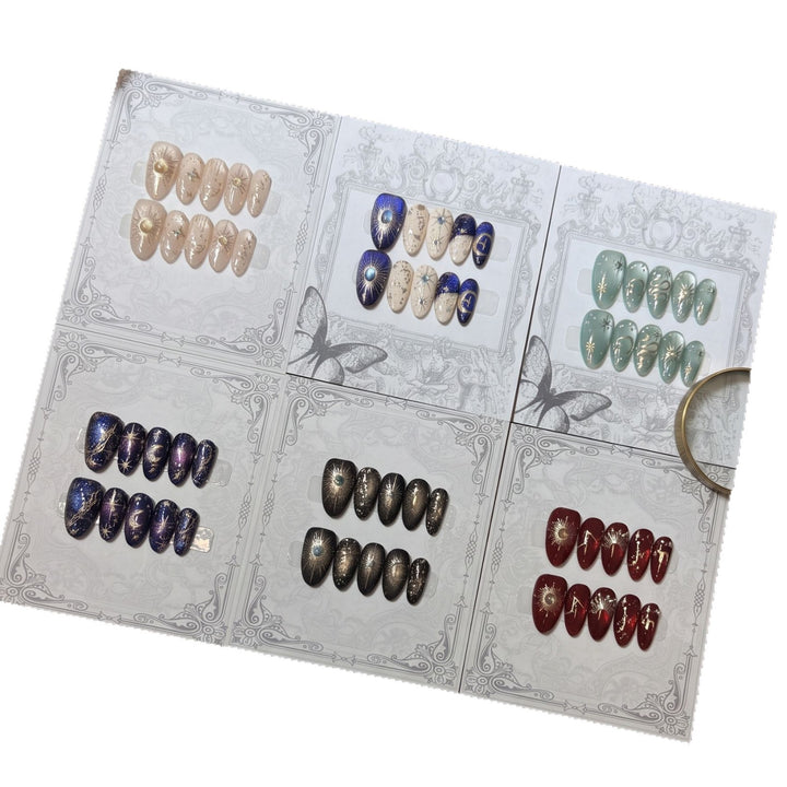 Decorative Press-On Nail Set with Celestial Accents Kalsten