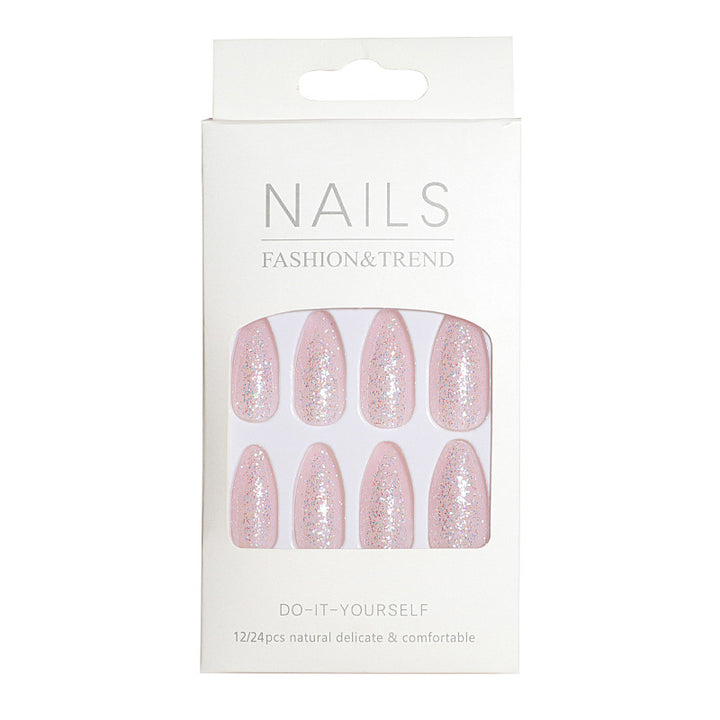 Glittery Almond-Shaped Press-On Nails Set Kalsten