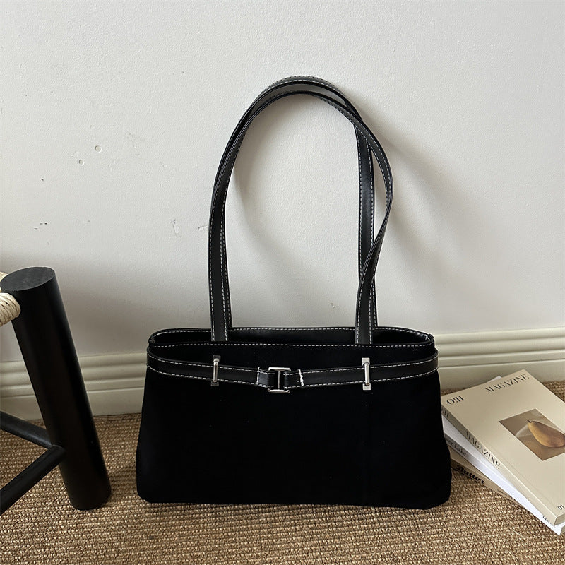 Suede Handheld Satchel