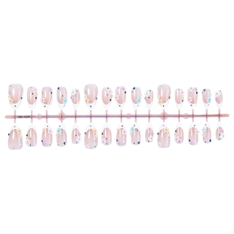 Decorative Press-On Nail Set with Floral Embellishments kalsten