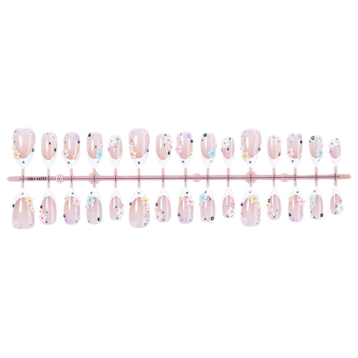 Decorative Press-On Nail Set with Floral Embellishments kalsten