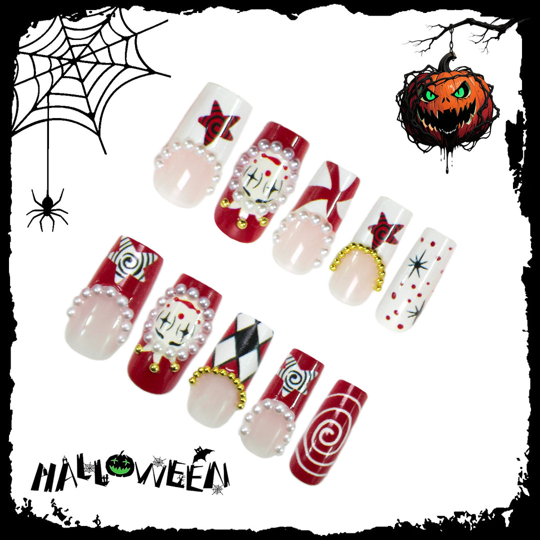Acrylic nail set with creative horror patterns and glamorous 3D decorations Kalsten