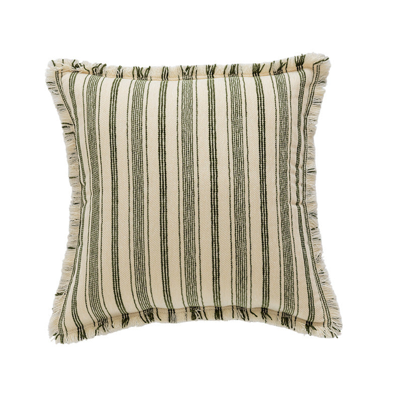 Striped Fringe Decorative Pillow