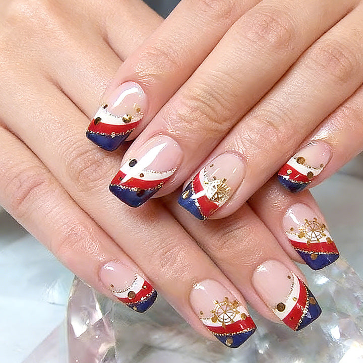 Nautical-Themed Press-On Nails Kalsten