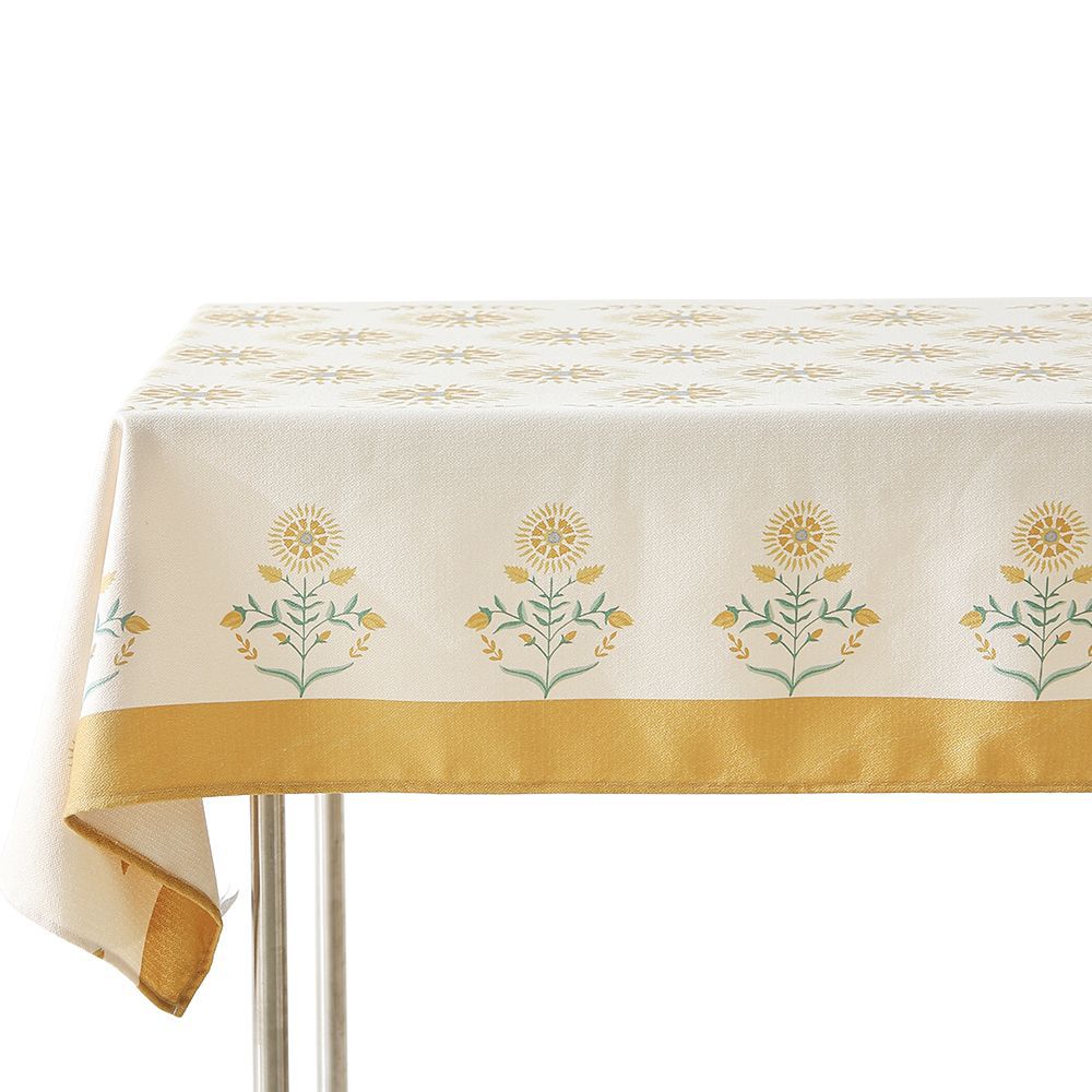 Water-repellent rectangular tablecloth with paisley pattern and coated cotton look Kalsten