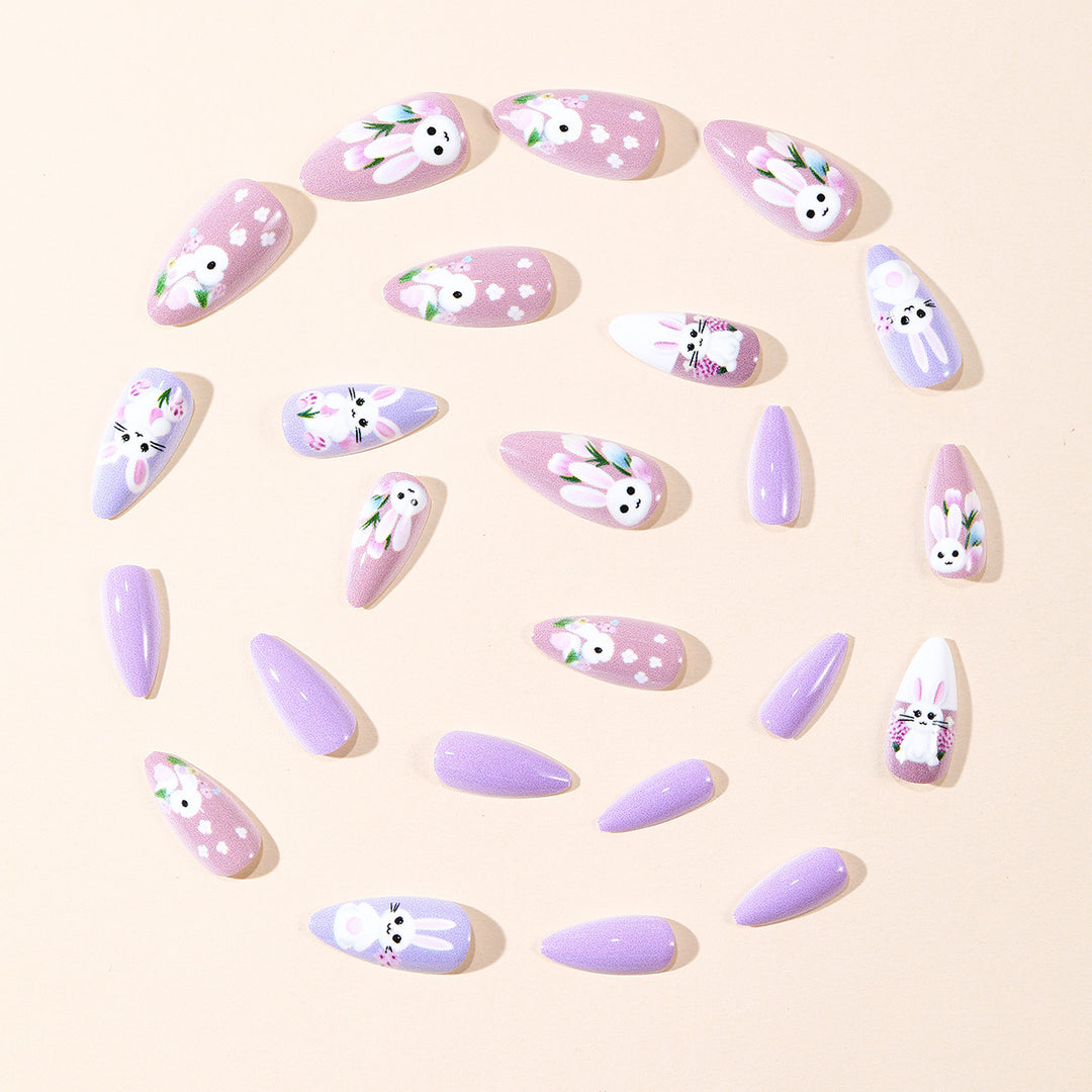 Whimsical Bunny-Themed Nail Art Extensions Kalsten