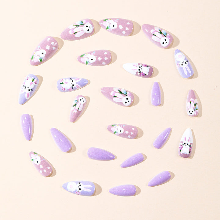 Whimsical Bunny-Themed Nail Art Extensions Kalsten