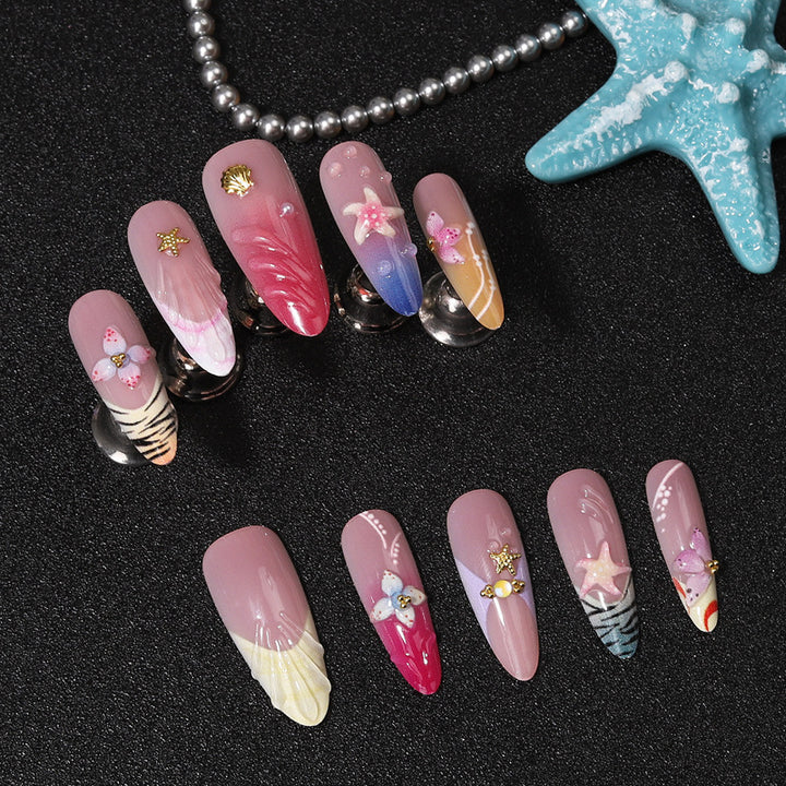 Artistic Shell-Inspired Press-On Nail Set Kalsten