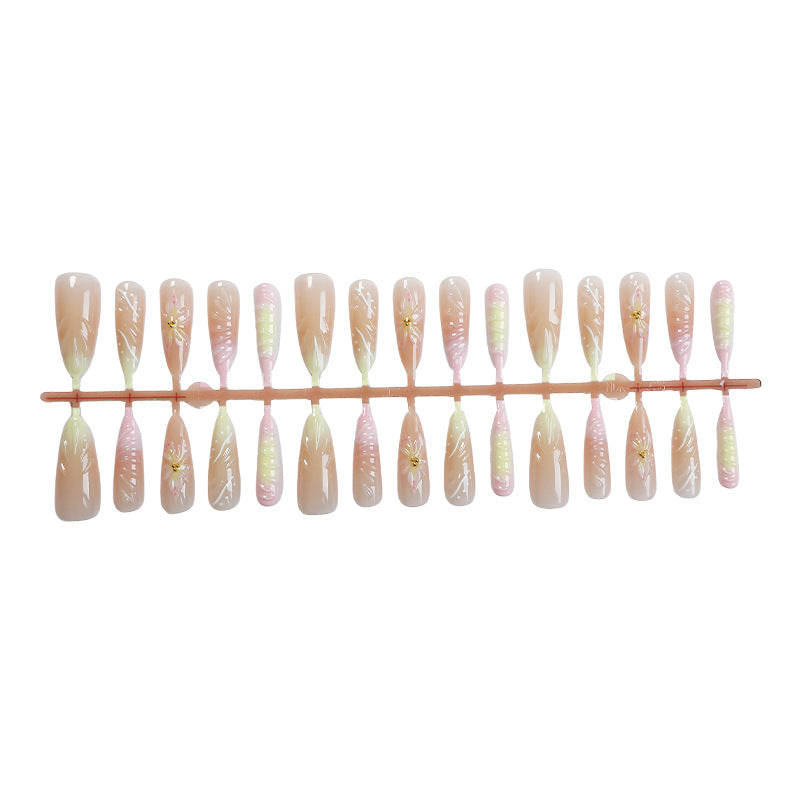 Floral Design Press-On Nail Set with Elegant Accents Kalsten