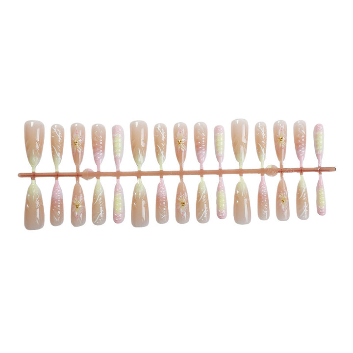 Floral Design Press-On Nail Set with Elegant Accents Kalsten
