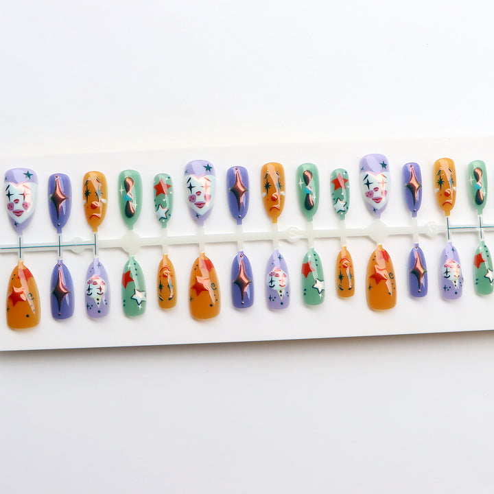 Whimsical Clown-Inspired Press-On Nail Art Set Kalsten