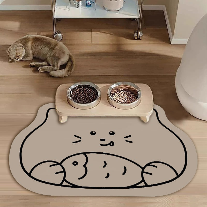 Cute Cat-Themed Pet Feeding Mat