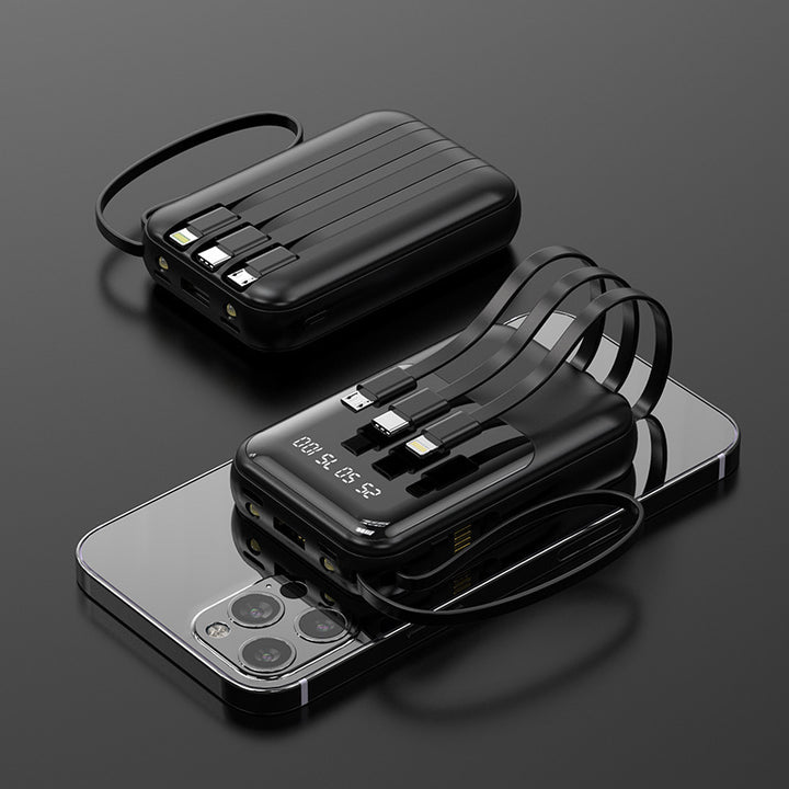 Portable power bank with integrated multifunctional cable system and digital display Kalsten