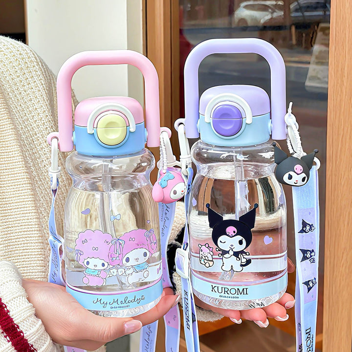 Women's water bottle with high-quality silicone carrying handle and playful character design Kalsten