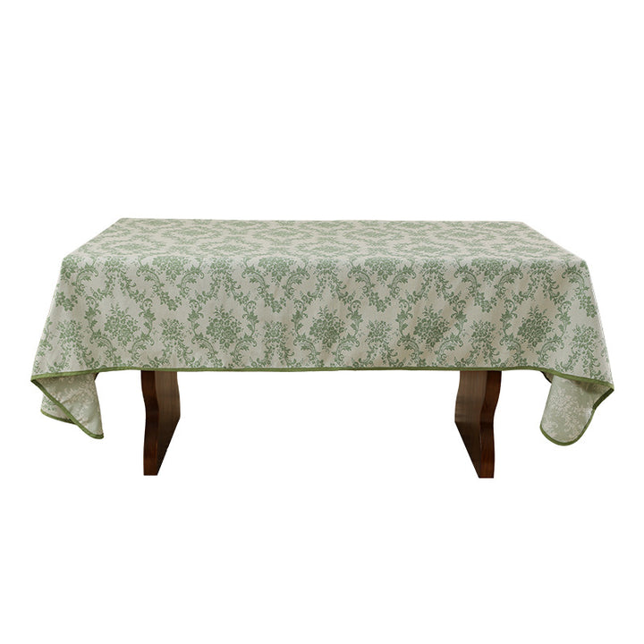 Rectangular jacquard-woven tablecloth with floral damask look and reinforced hem edge Kalsten