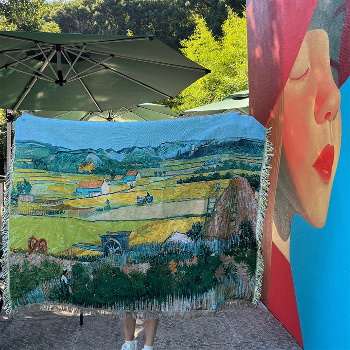 Artistic Woven Landscape Throw Blanket
