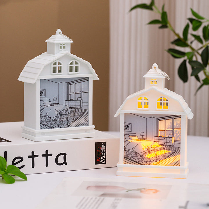 Decorative LED house lantern