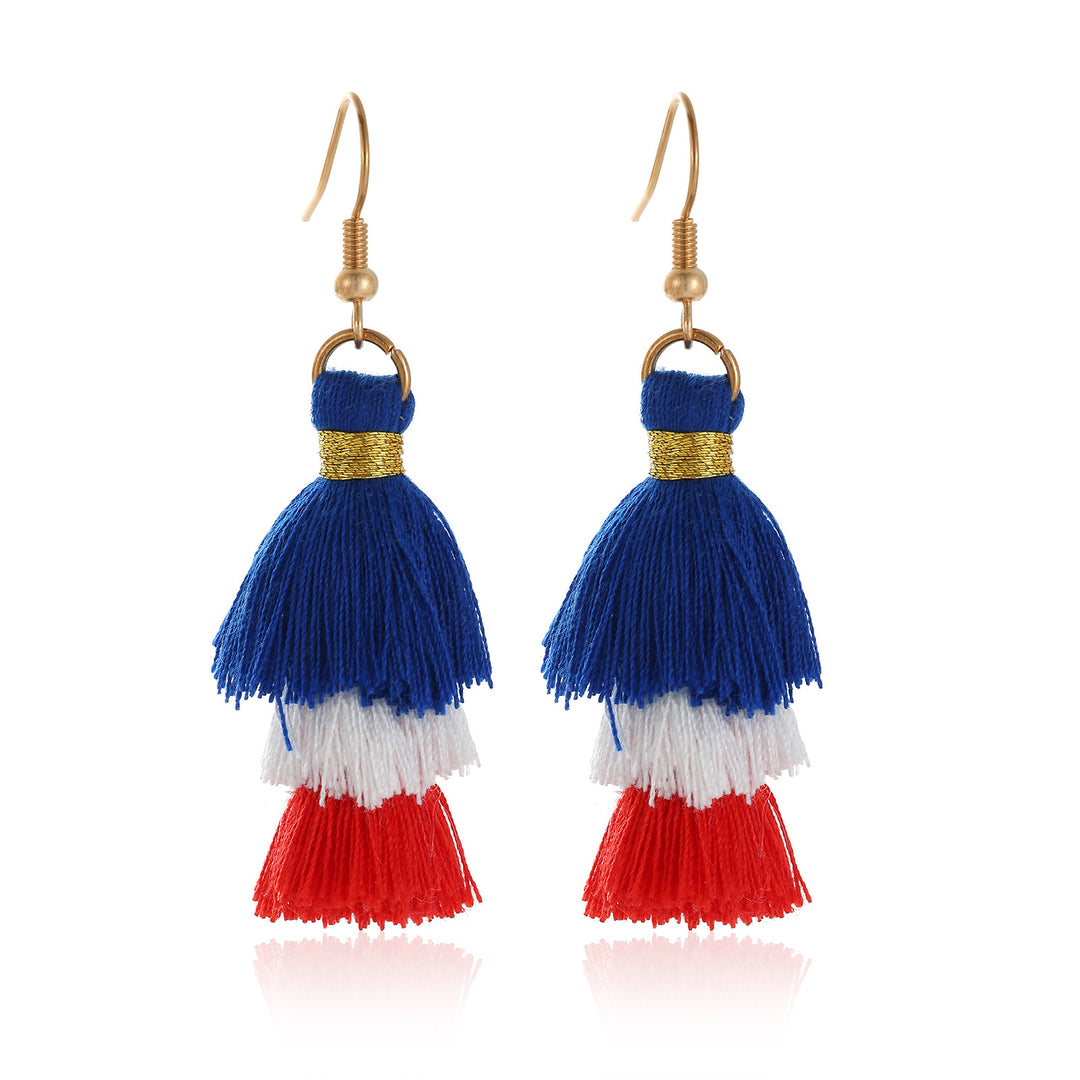 Women's long multi-layer star drop earrings with crystal embellishments and rhodium-plated alloy Kalsten