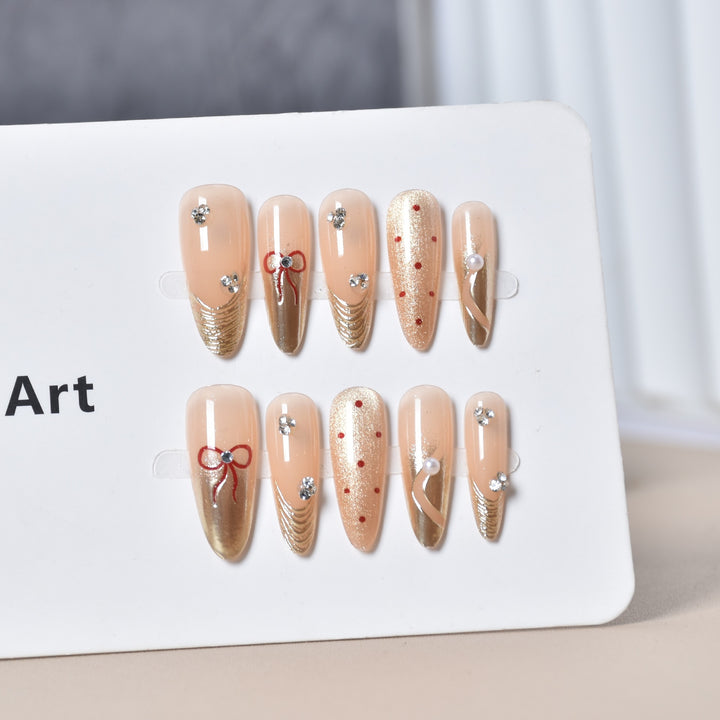 Elegant Rhinestone-Embellished Press-On Nail Art Set Kalsten