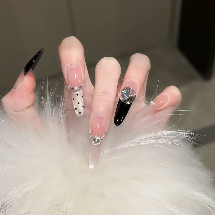 Decorative Press-On Nails with Gem Accents Kalsten