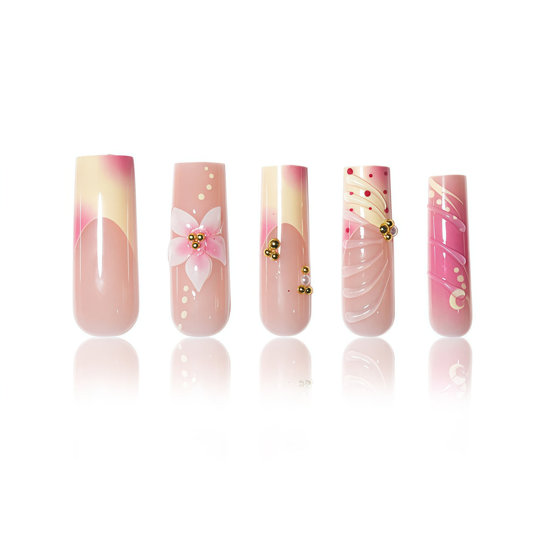 Floral Embellished Nail Extensions Kalsten