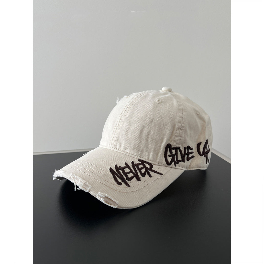 Distressed Denim Message Baseball Cap