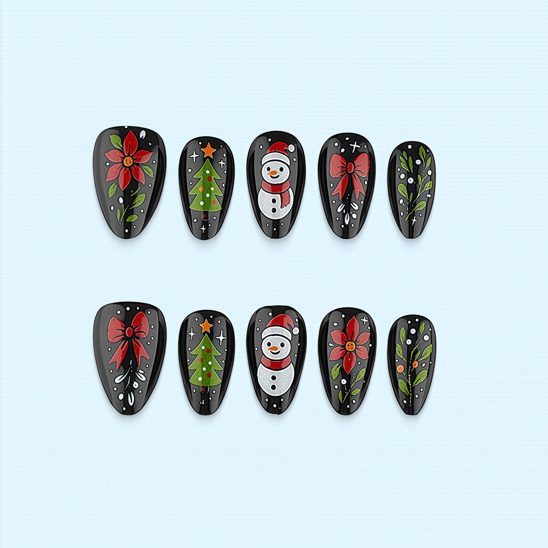 Artificial nail set with festive Christmas design Kalsten