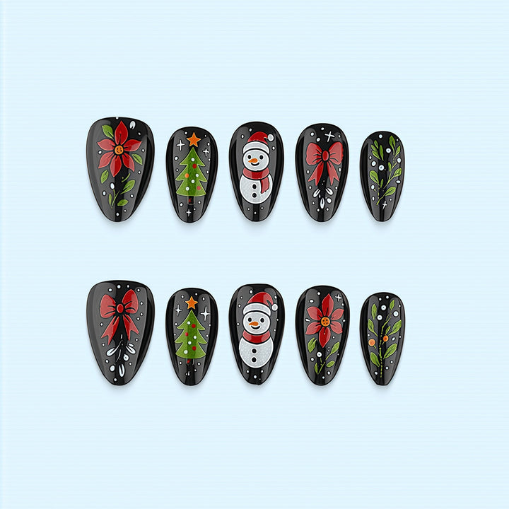 Artificial nail set with festive Christmas design Kalsten