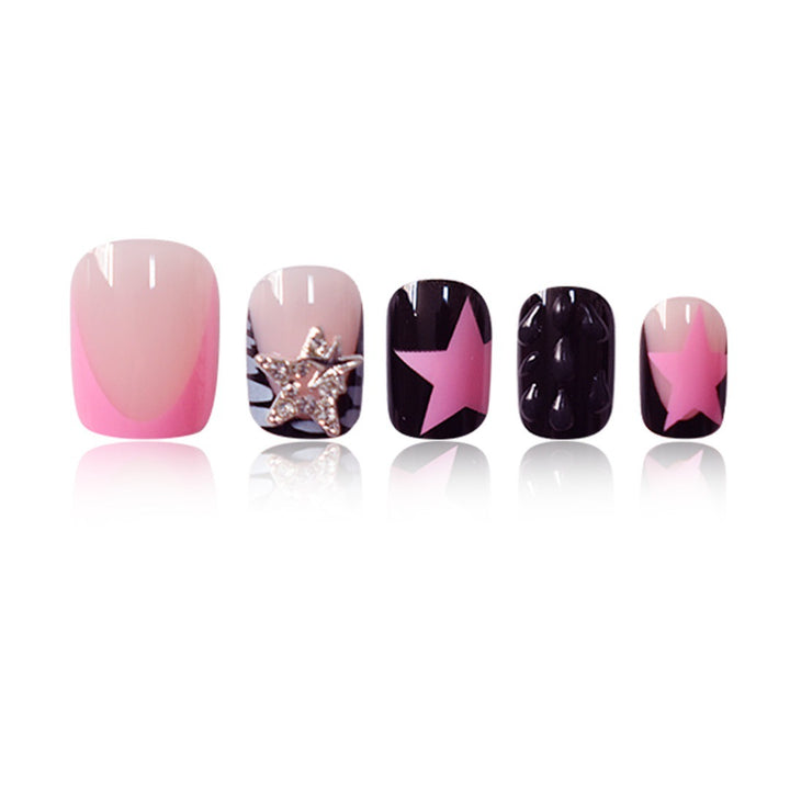 Artistic Press-On Nail Set with Star and Glitter Accents Kalsten