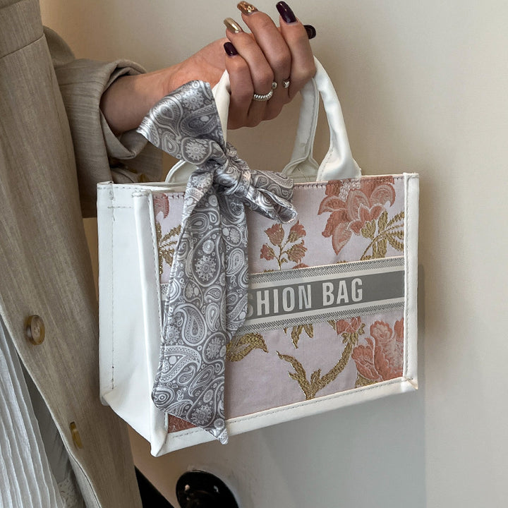 Structured Handbag with Fashion Ribbon