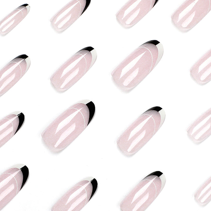 Artificial nail art with modern French-tip design Kalsten