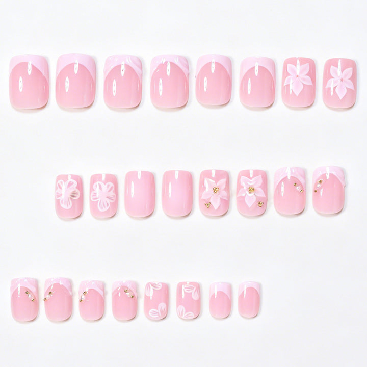 Floral Accented Press-On Nail Art Set Kalsten