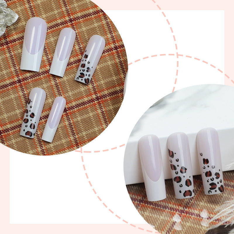 Artistic Press-On Nail Set with Stylish Animal Print Design kalsten