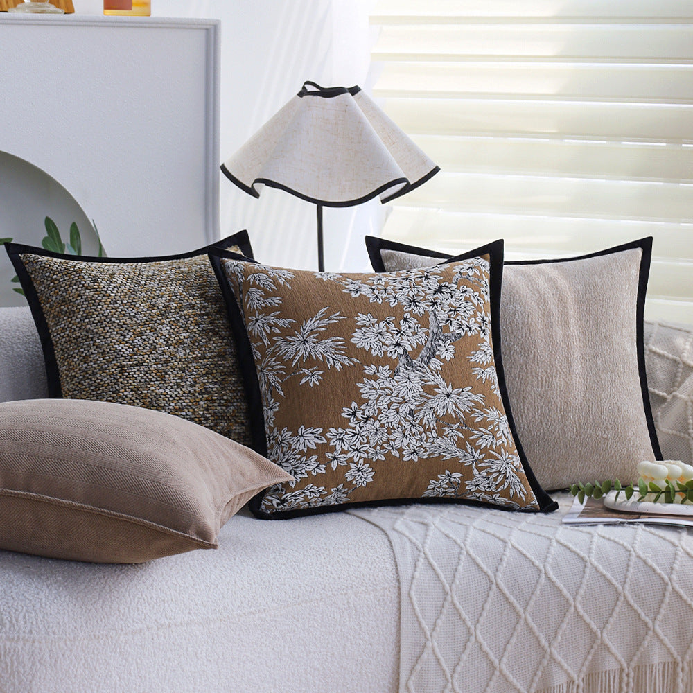 Square decorative pillowcase with grainy texture binding and velvety edged edge Kalsten