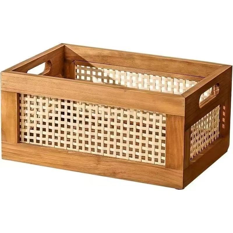 High-quality storage basket with rattan details Kalsten