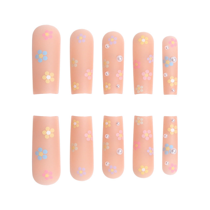 Floral Embellished Long Press-On Nails Kalsten