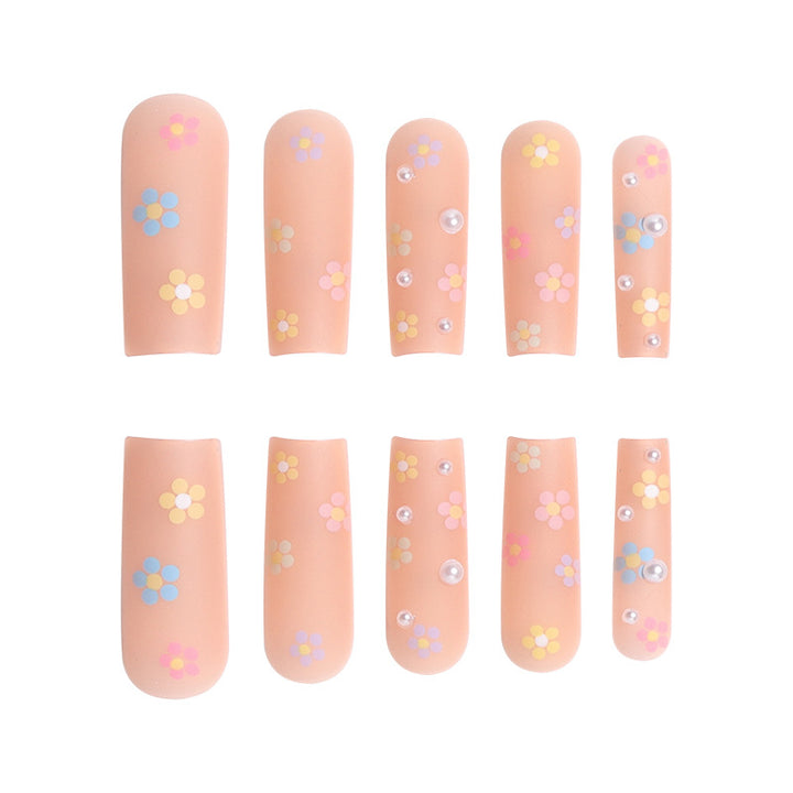 Floral Embellished Long Press-On Nails Kalsten