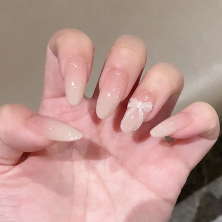 Elegant Stiletto Press-On Nails with Bow Design Kalsten