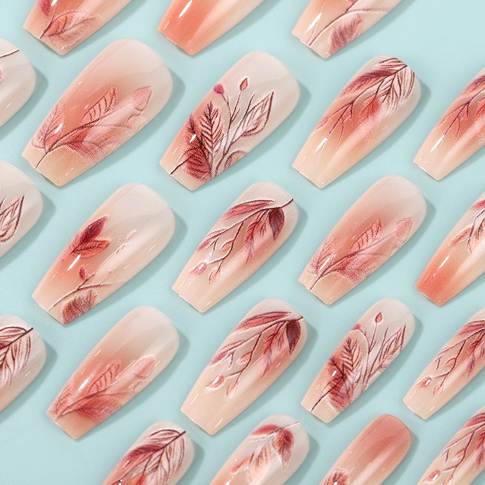 Artificial nails with elegant leaf pattern Kalsten