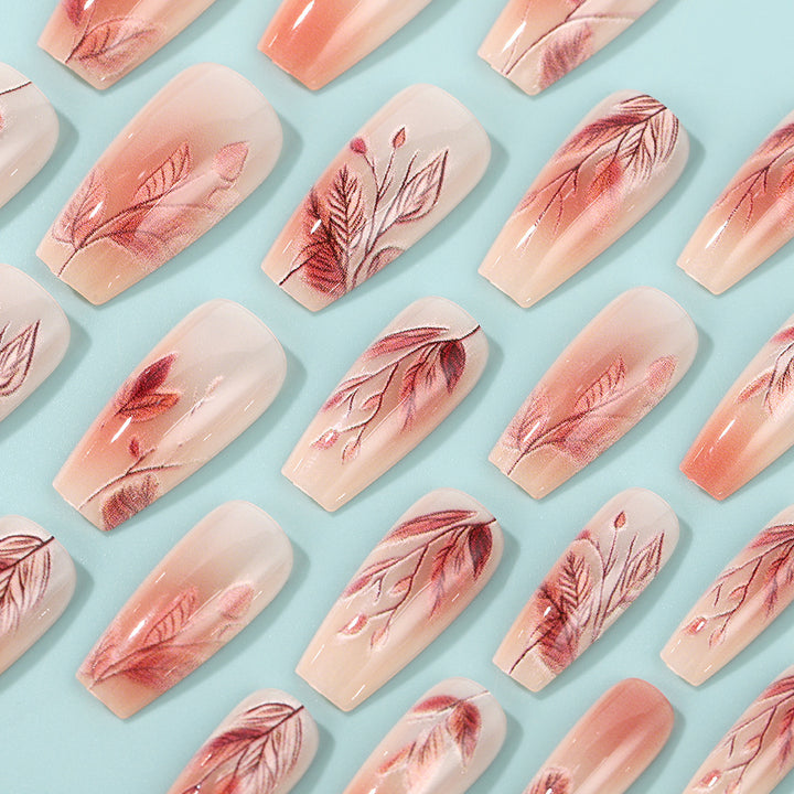 Artificial nails with elegant leaf pattern Kalsten