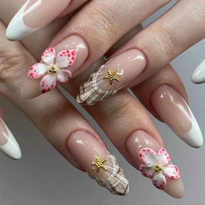 Elegant Floral Accent Press-On Nail Set Kalsten