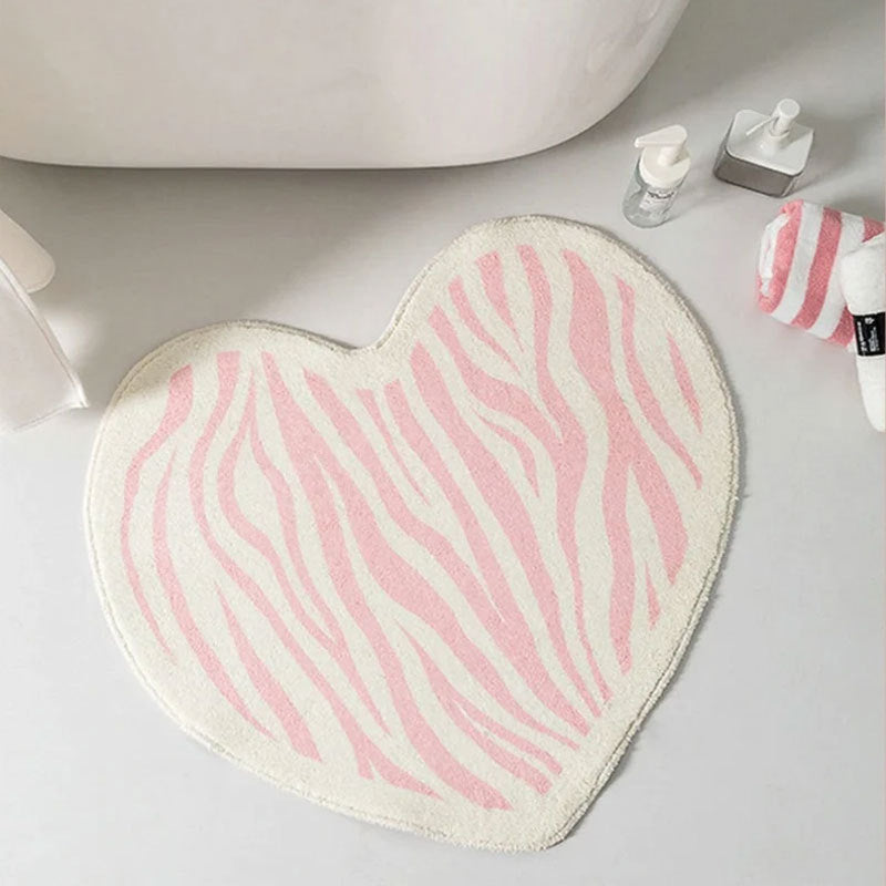 Heart-Shaped Plush Bath Mat