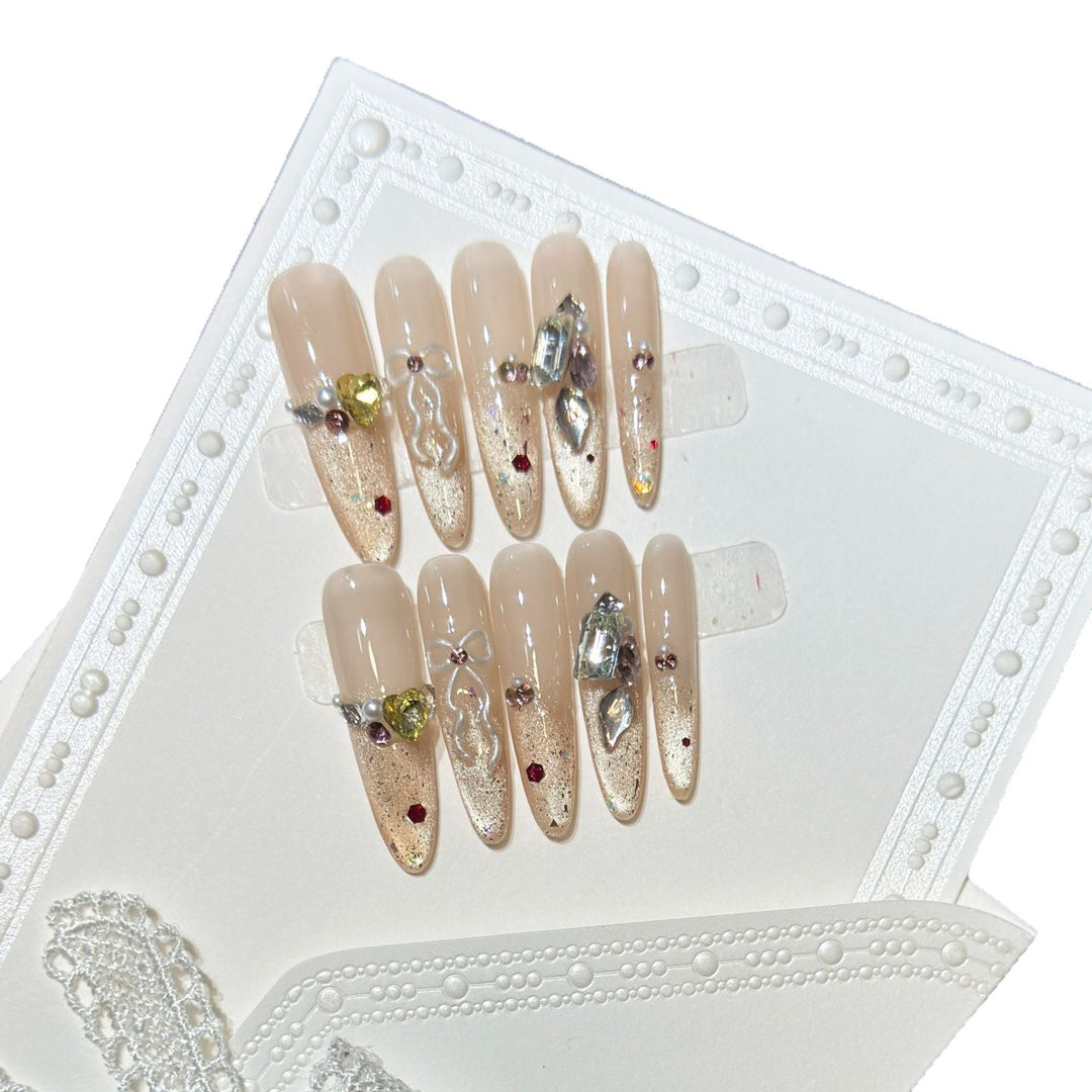 Decorative Stiletto Nail Art Set with Gem Accents Kalsten