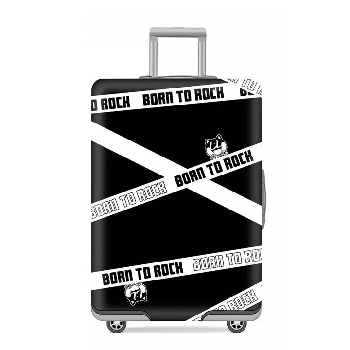 Unisex nan elastic motif suitcase cover made of stretchable polyester with handle and wheel openings Kalsten