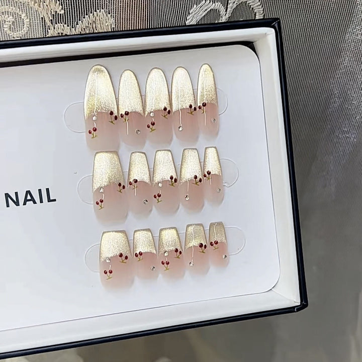 Artistic Floral-Decorated Press-On Nail Set Kalsten