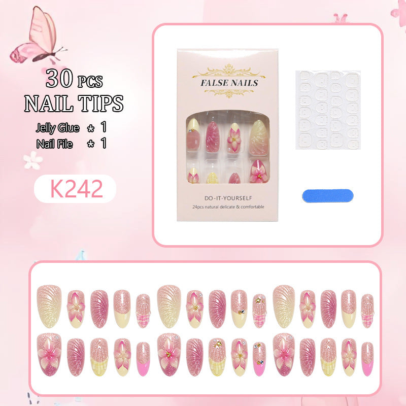 Artificial nail set with floral 3D decorations Kalsten