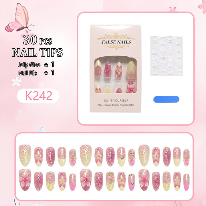 Artificial nail set with floral 3D decorations Kalsten
