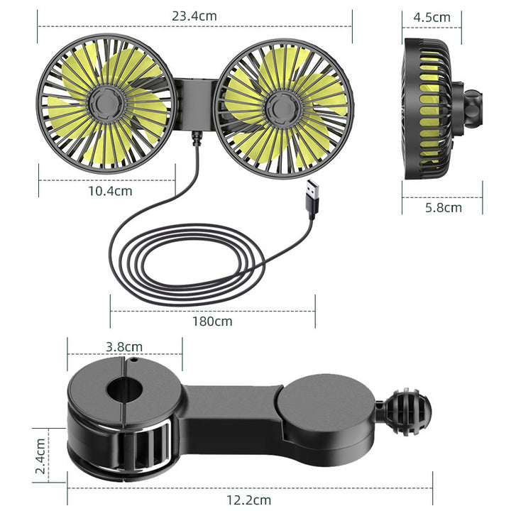 Unisex Dual-Head Portable USB Desktop Fan Kalsten