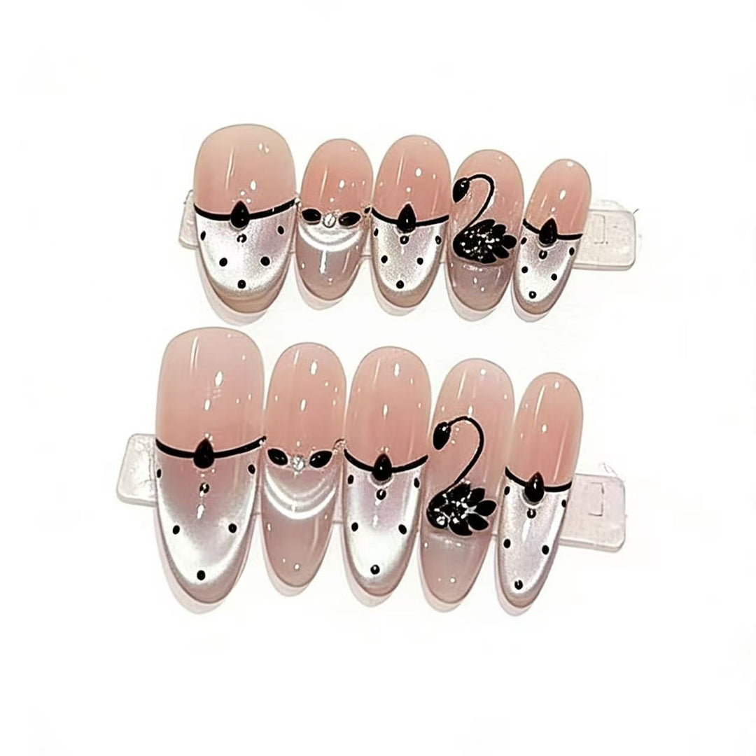 Artistic Swan-Design Press-On Nails Kalsten