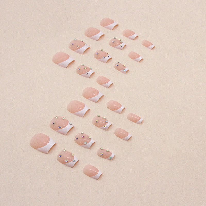 Elegant Rhinestone French Tip Nail Art Kalsten